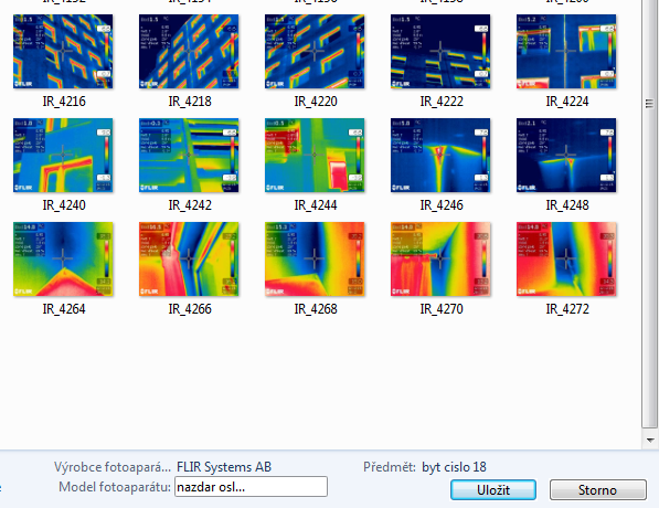 Úprava metadat u snímků pořízených termokamerou FLIR